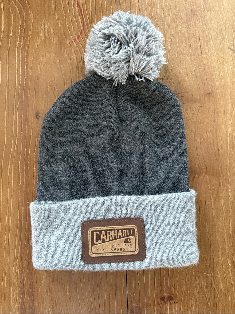 Carhartt Two-Tone Gray Knit Pom Beanie
